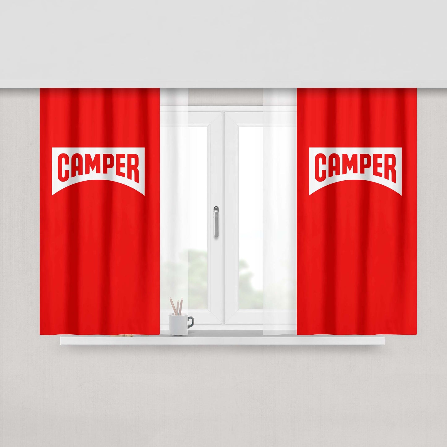 Camper Logo Peach Skin Window Curtains