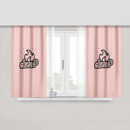 Campfire Comfy Outdoors Nature Children Peach Skin Window Curtains