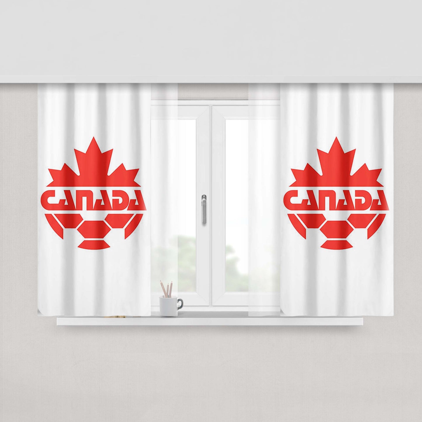 Canada Hockey Logo Peach Skin Window Curtains