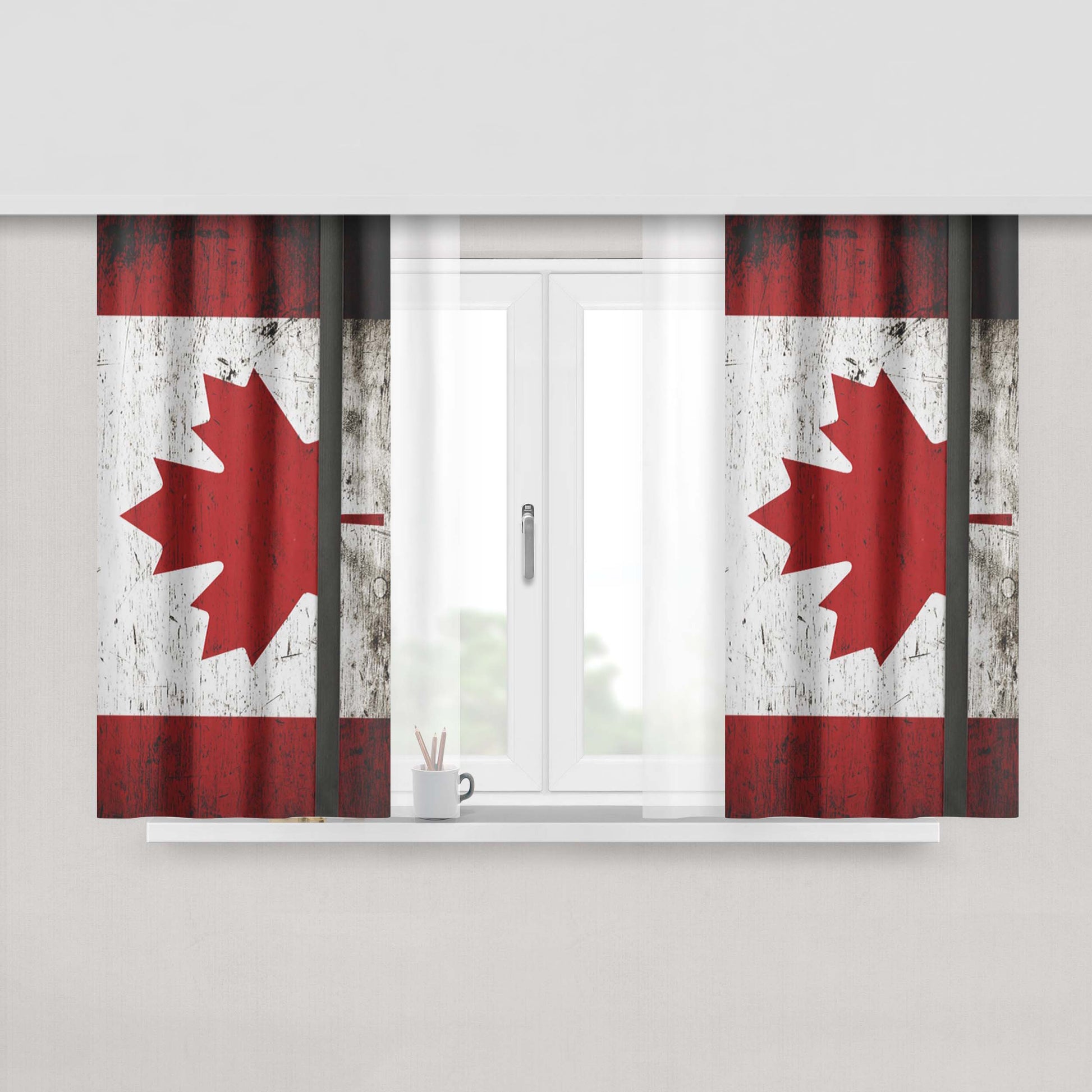 Canada Soccer Logo Peach Skin Window Curtains