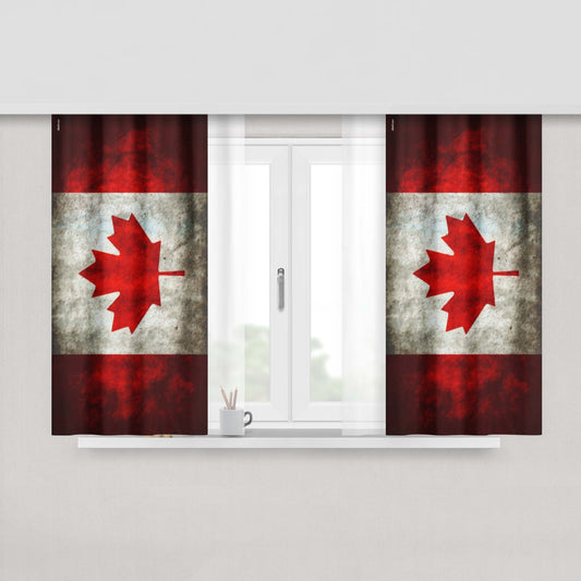 Canadian Flag Sugar Skull With Roses Peach Skin Window Curtains