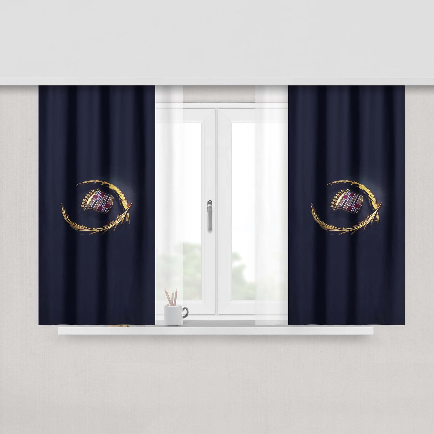 Candillac Gold Emblem Peach Skin Window Curtains
