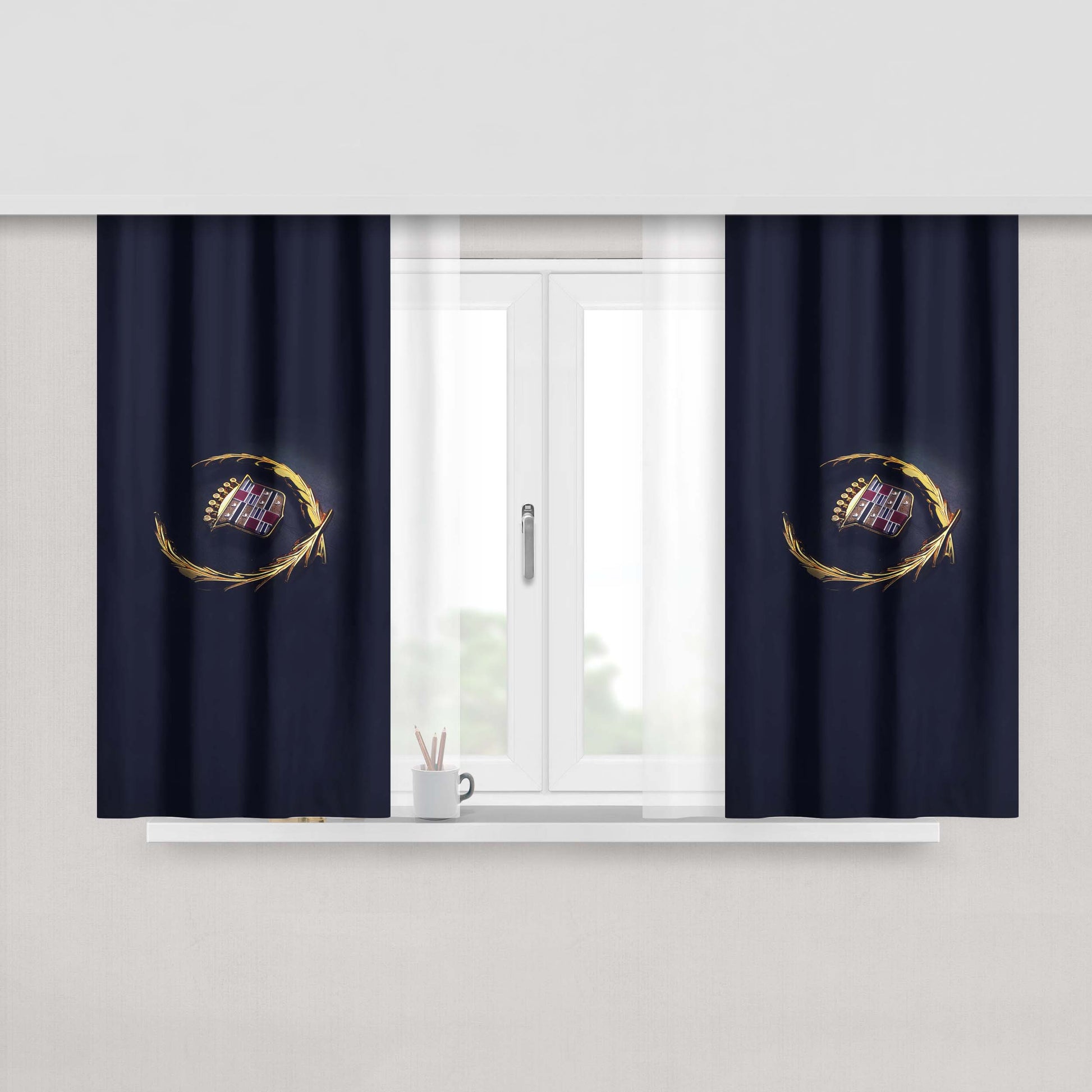 Candillac Gold Emblem Peach Skin Window Curtains