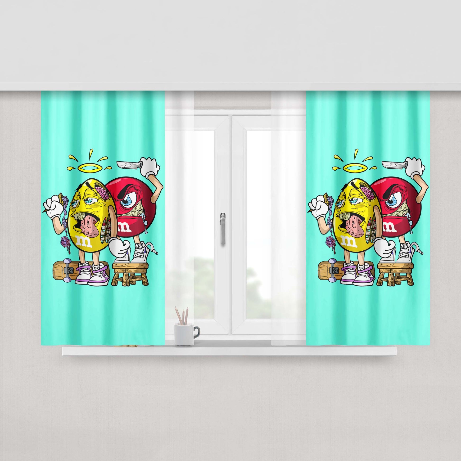 Candy M2M Graffiti Art Peach Skin Window Curtains