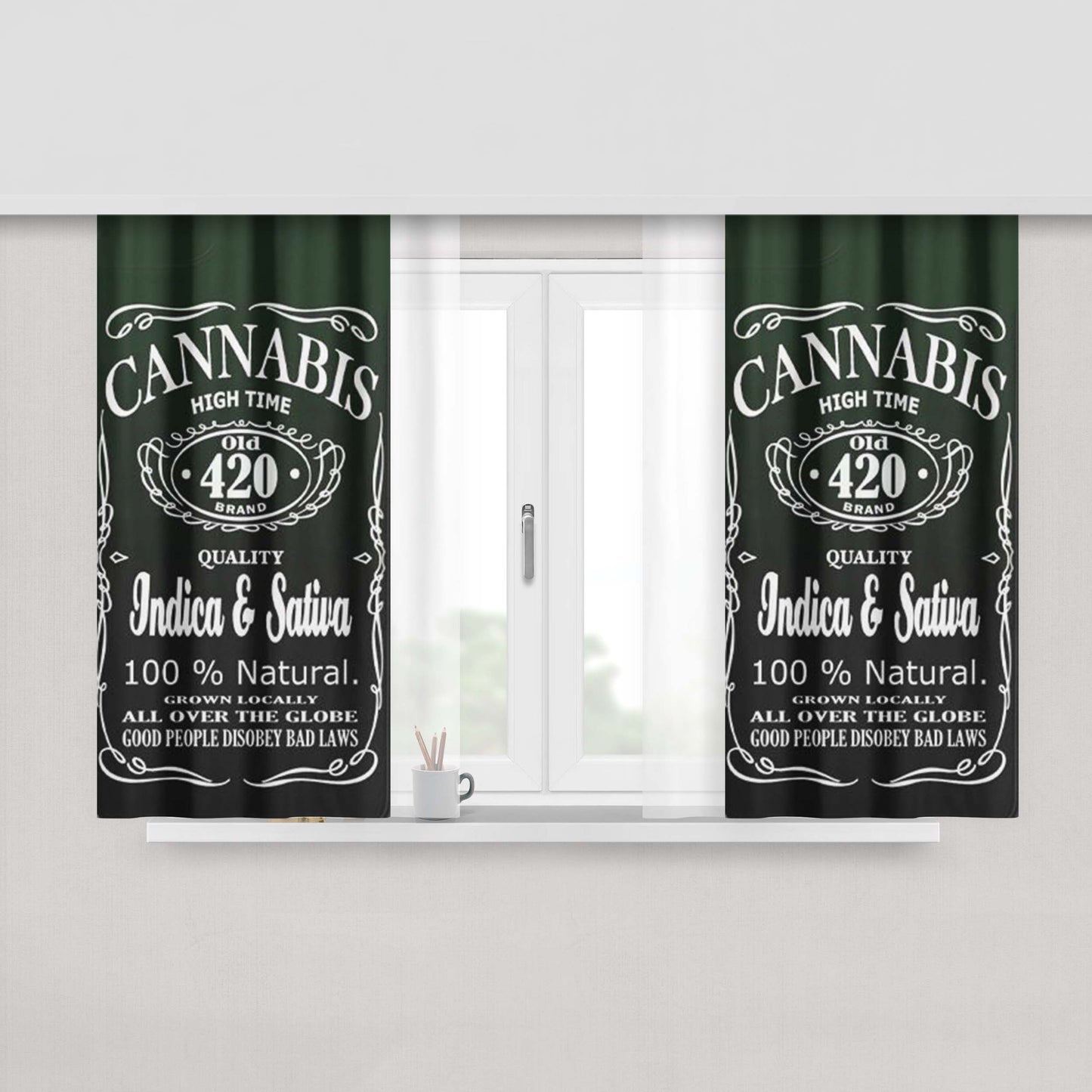 Cannabis High Time Peach Skin Window Curtains