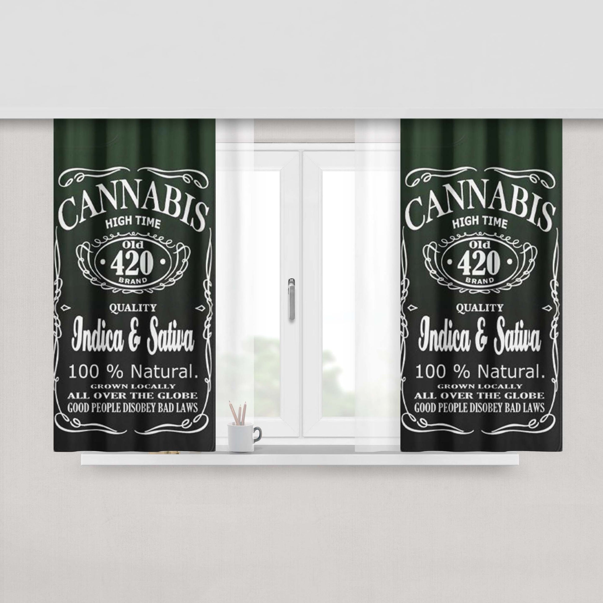 Cannabis High Time Peach Skin Window Curtains