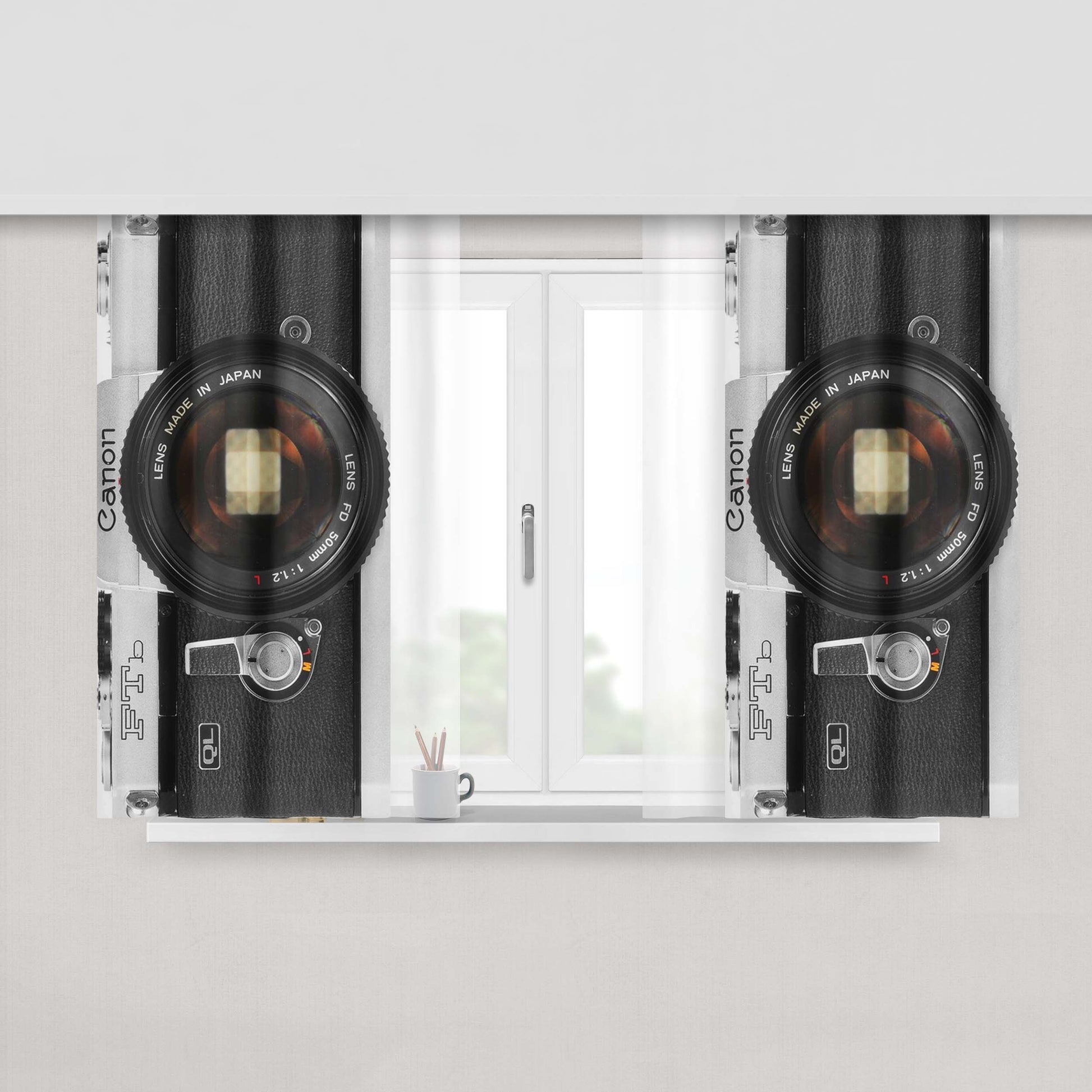 Canon Style Vintage Camera Peach Skin Window Curtains