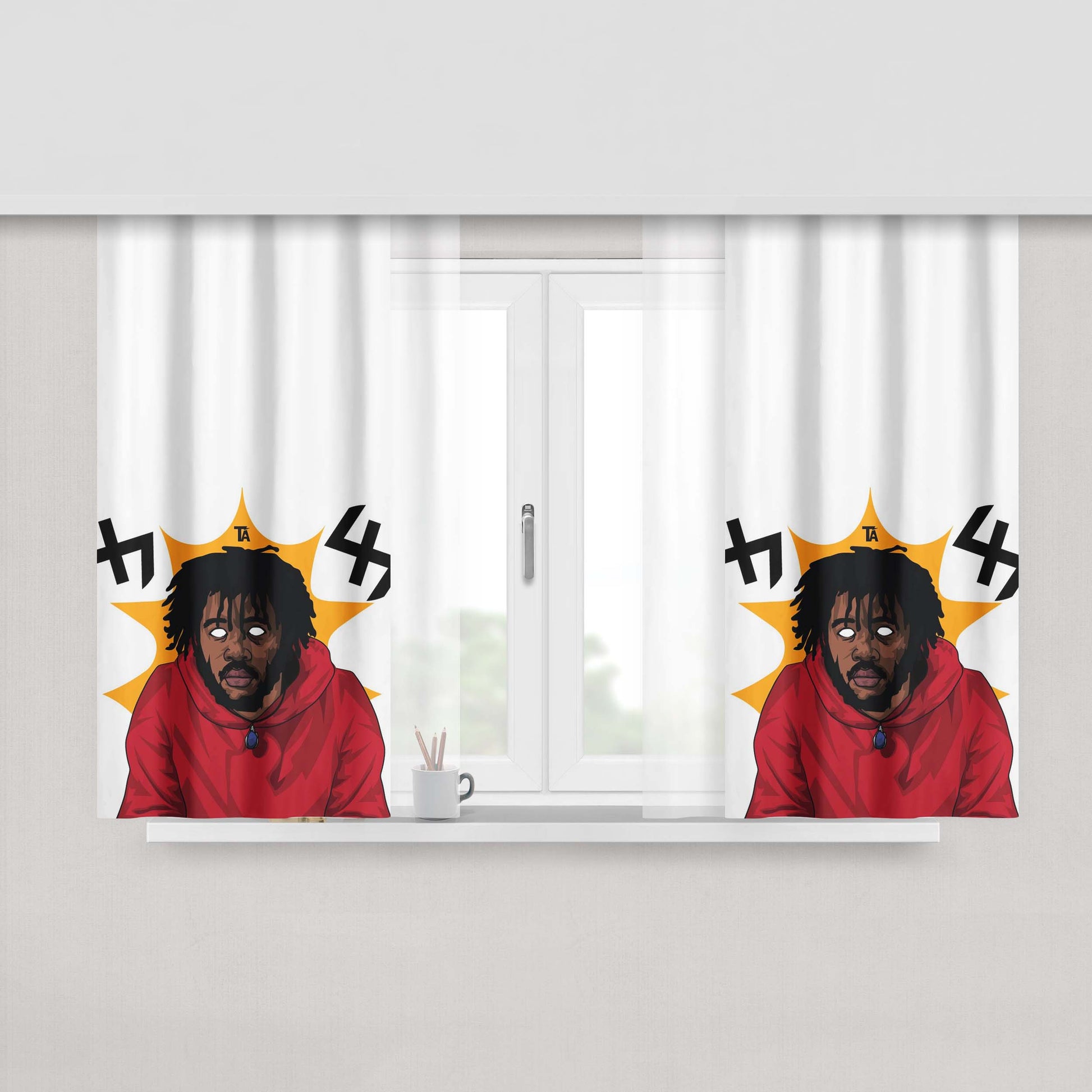 Capital Steez 47 Pro Era White Wallpaper Peach Skin Window Curtains