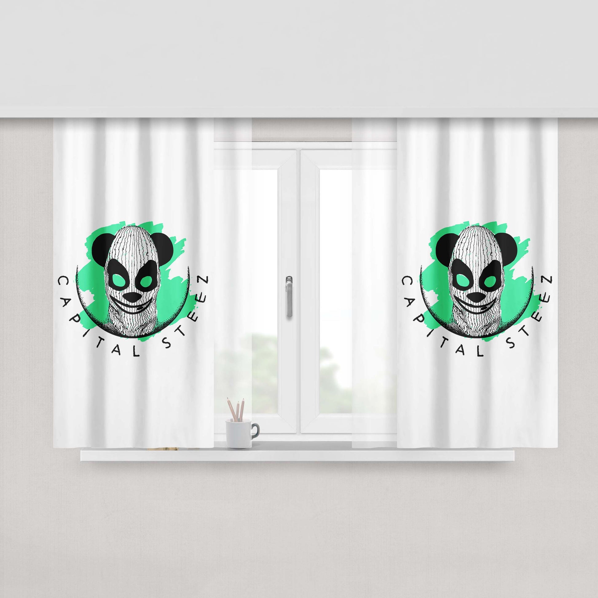 Capital Steez Mask Like A Panda Wallpaper Peach Skin Window Curtains