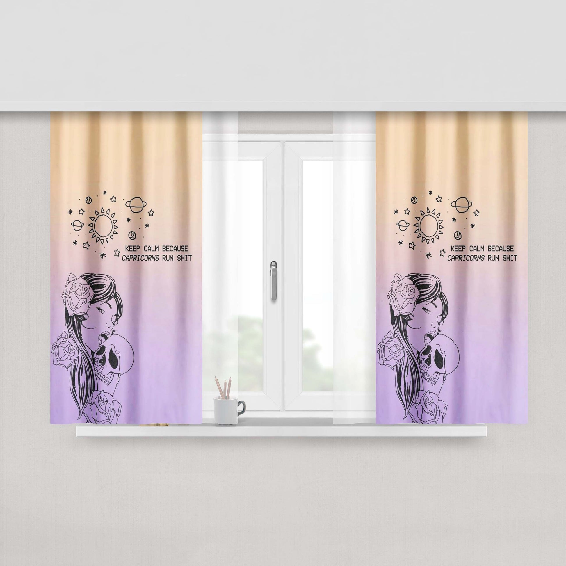 Capricorn Girl August Peach Skin Window Curtains