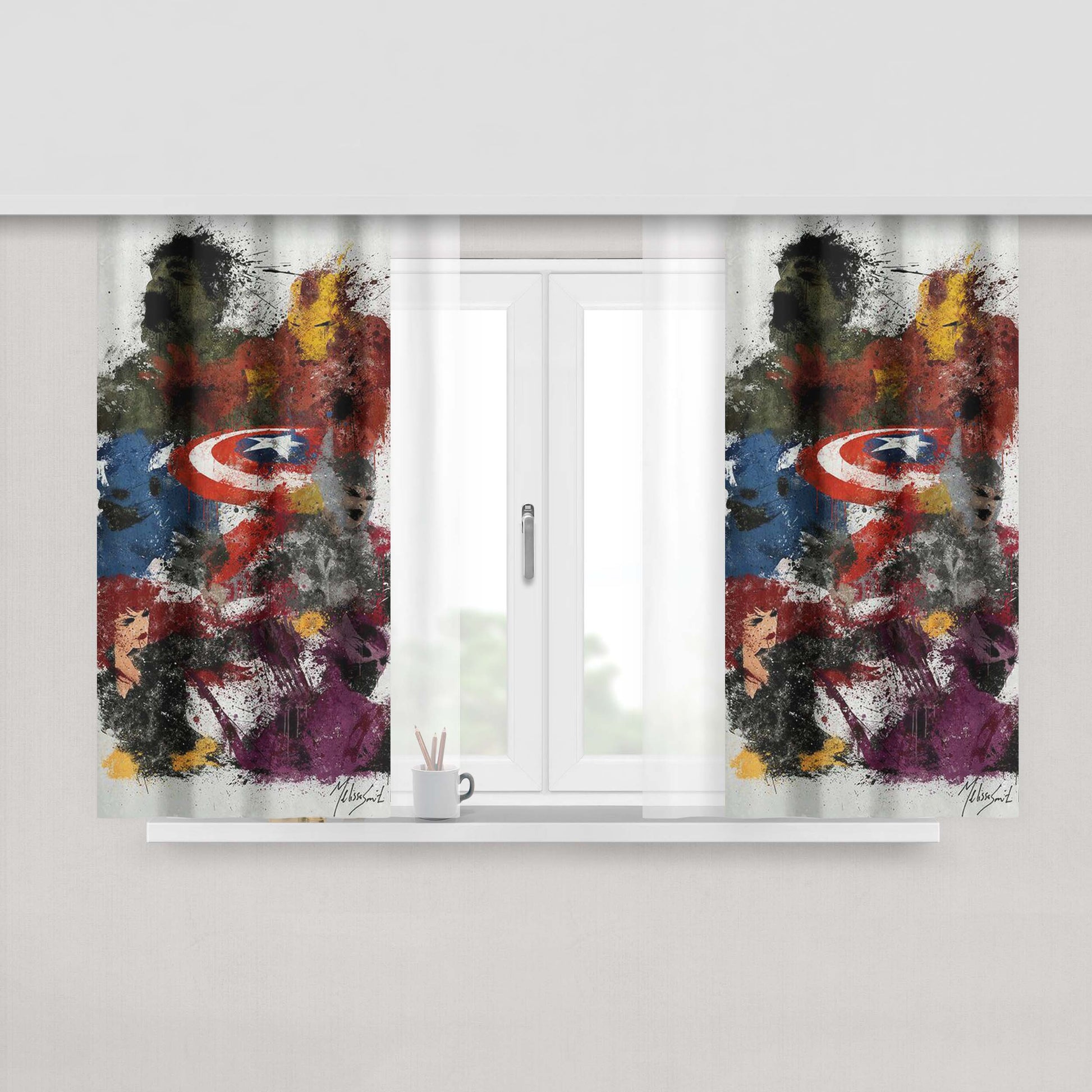 Capt America Peach Skin Window Curtains