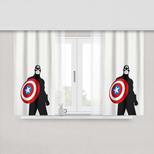 Captain Amerika White Background Peach Skin Window Curtains