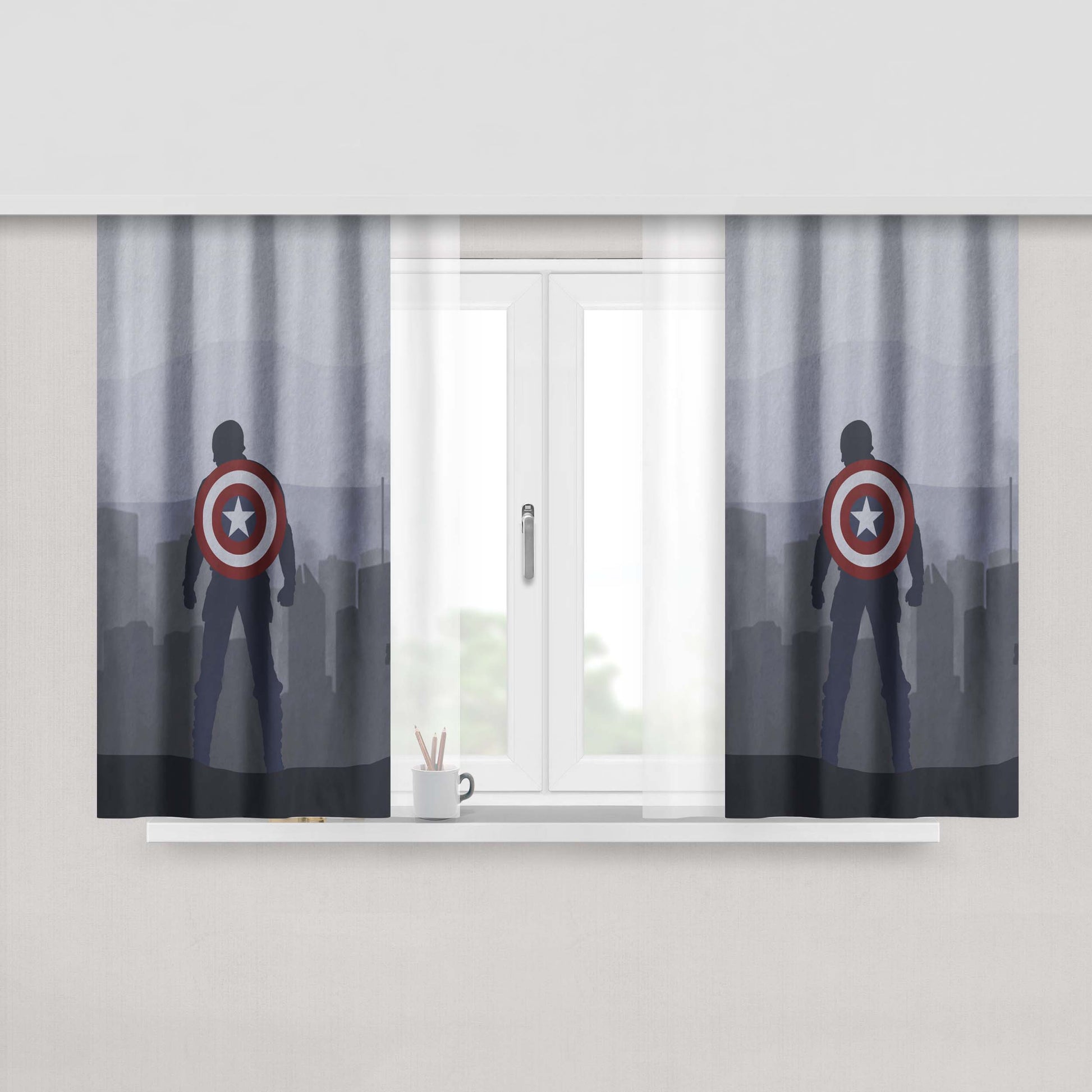 Captain Amerika Peach Skin Window Curtains
