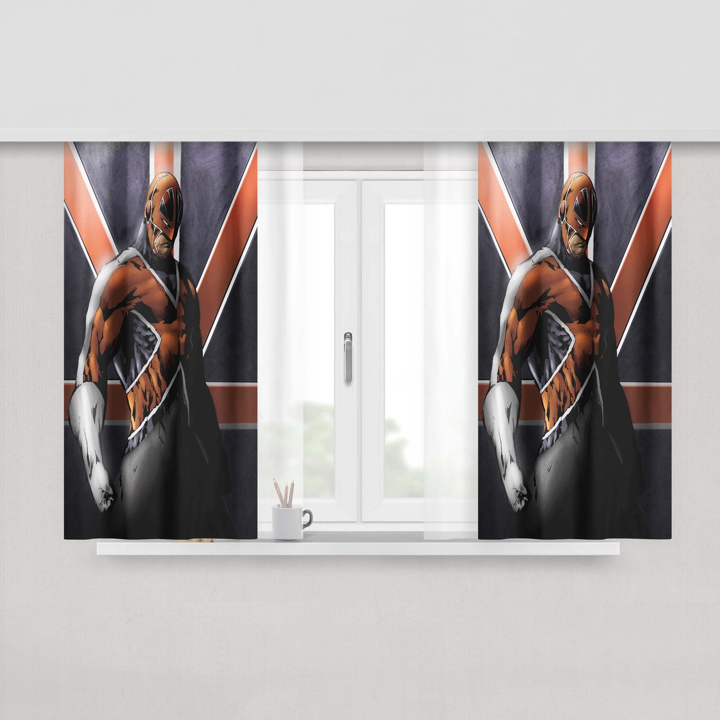 Captain Britain Peach Skin Window Curtains