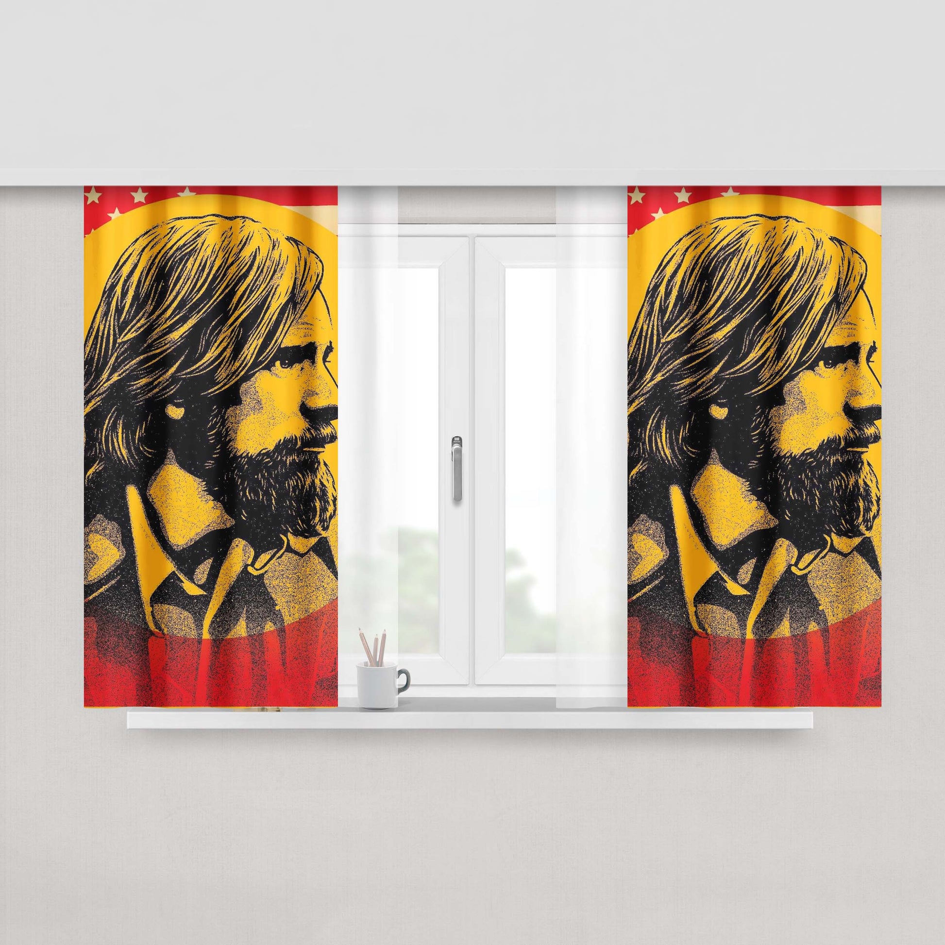 Captain Fantastic Artwork Peach Skin Window Curtains