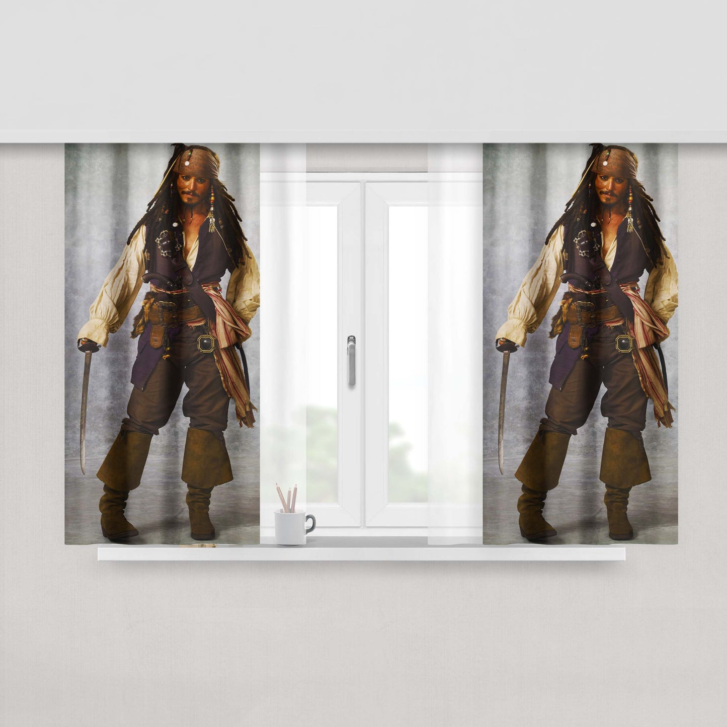 Captain Jack Sparrow Pose Peach Skin Window Curtains