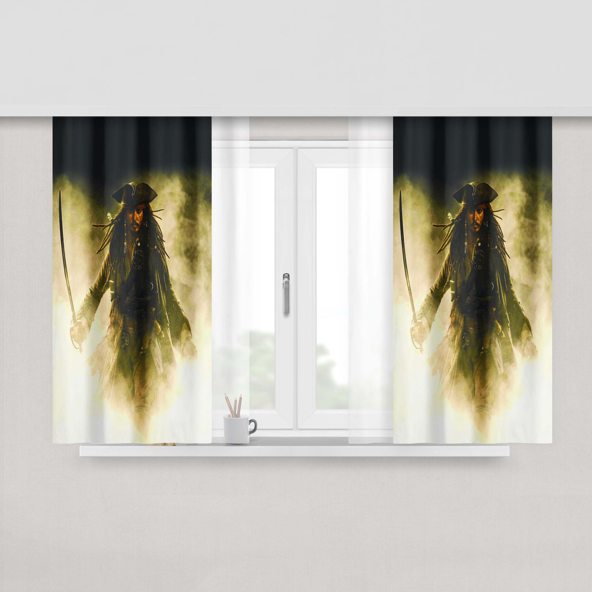 Captain Jack Sparrow Shadow Peach Skin Window Curtains