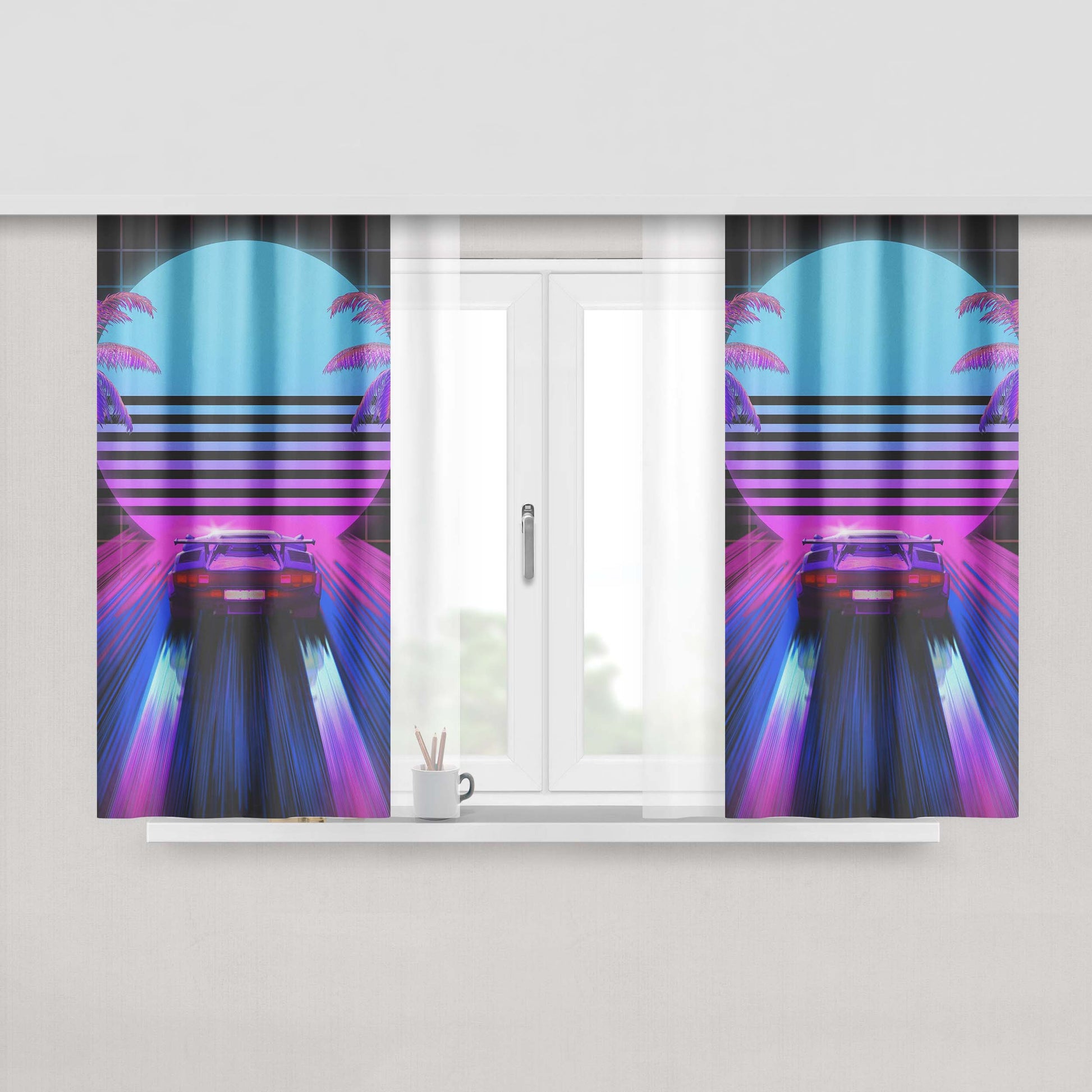 Car Retro Peach Skin Window Curtains