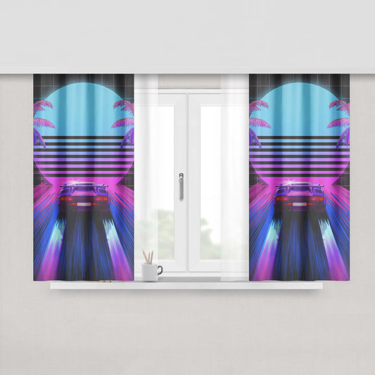 Car Retro Peach Skin Window Curtains