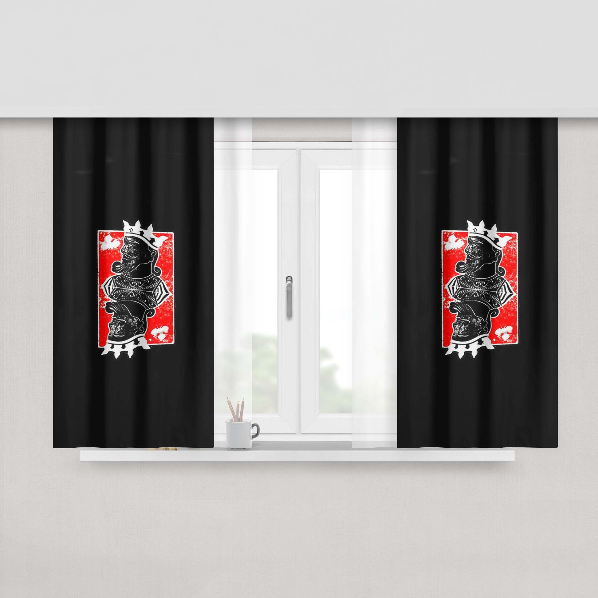Card Poker King Men Distressed Vintage Graphic Trending Peach Skin Window Curtains