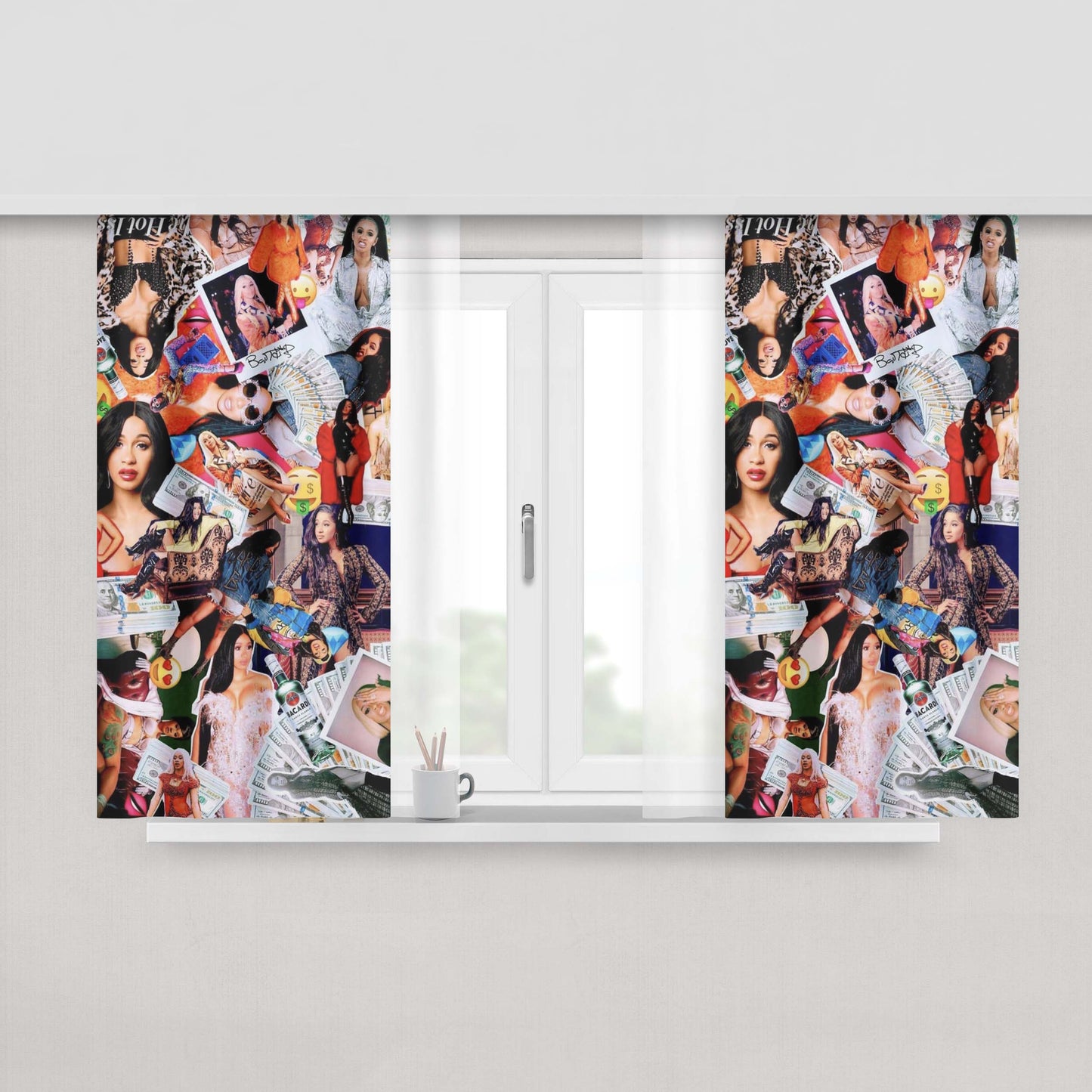 Cardi B Living Collage Peach Skin Window Curtains