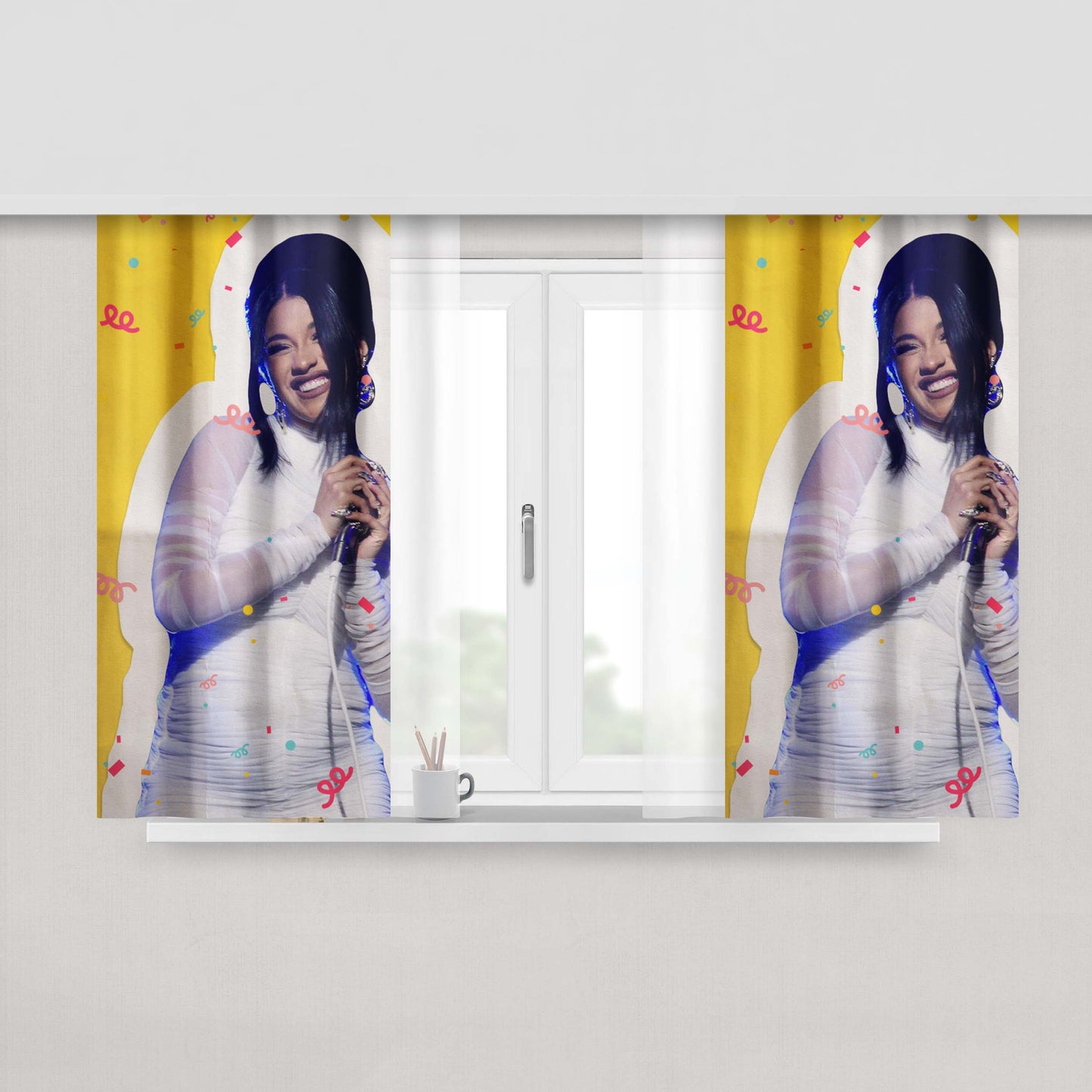 Cardi B Lookbook Peach Skin Window Curtains