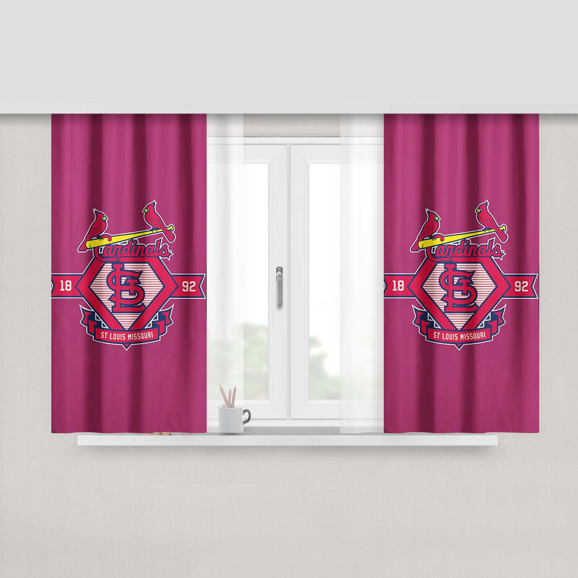 Cardinals Pink Peach Skin Window Curtains