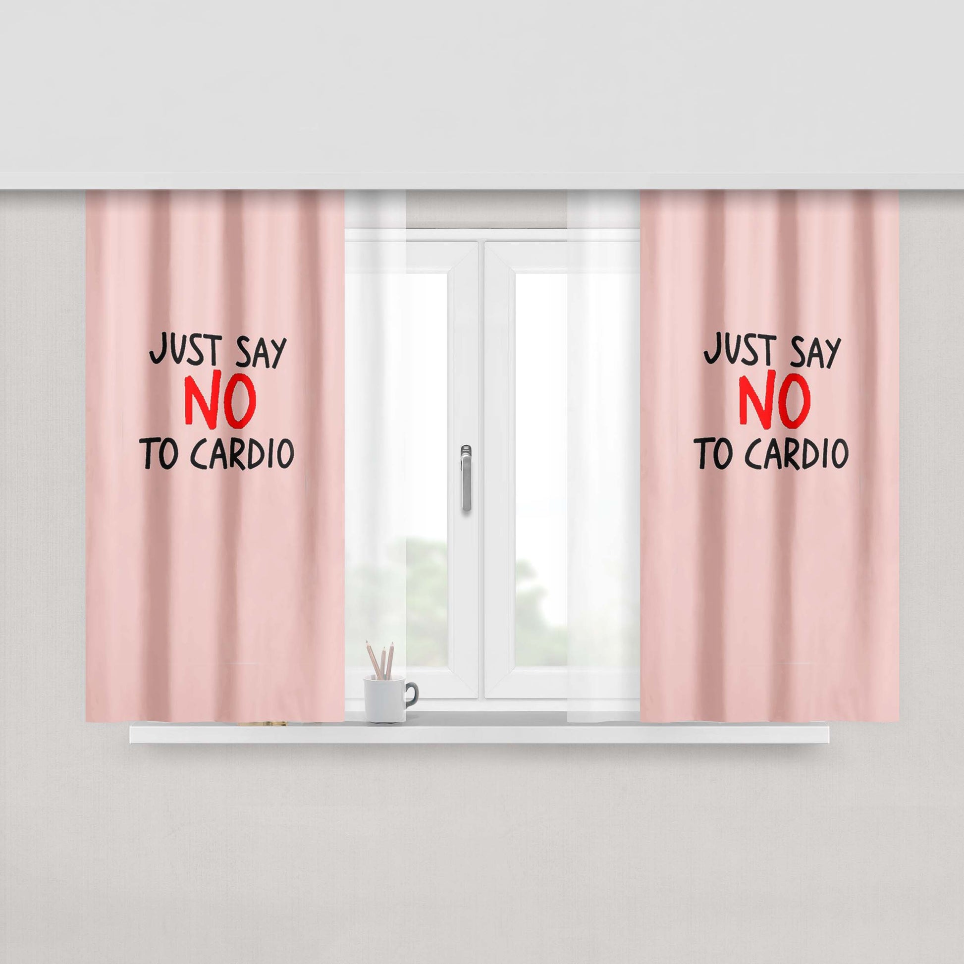 Cardio Just Say No Pink Peach Skin Window Curtains
