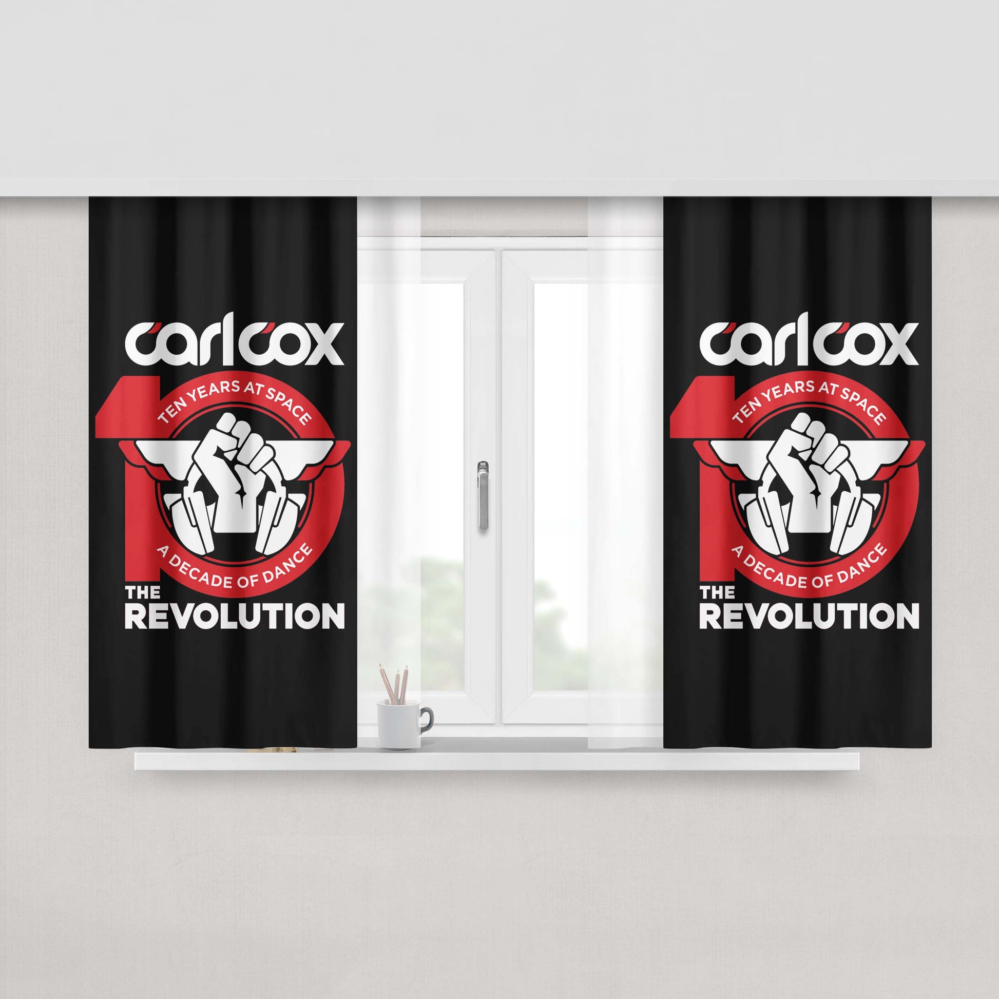 Carlcox Logo Peach Skin Window Curtains