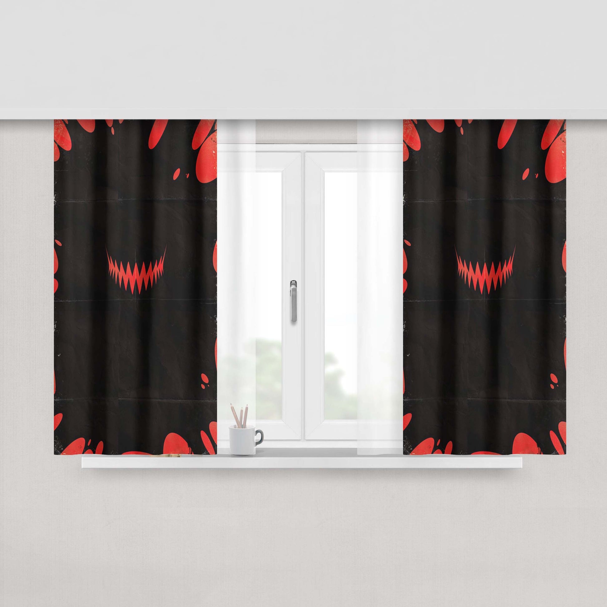 Carnage Minimalist Paper Poster Peach Skin Window Curtains