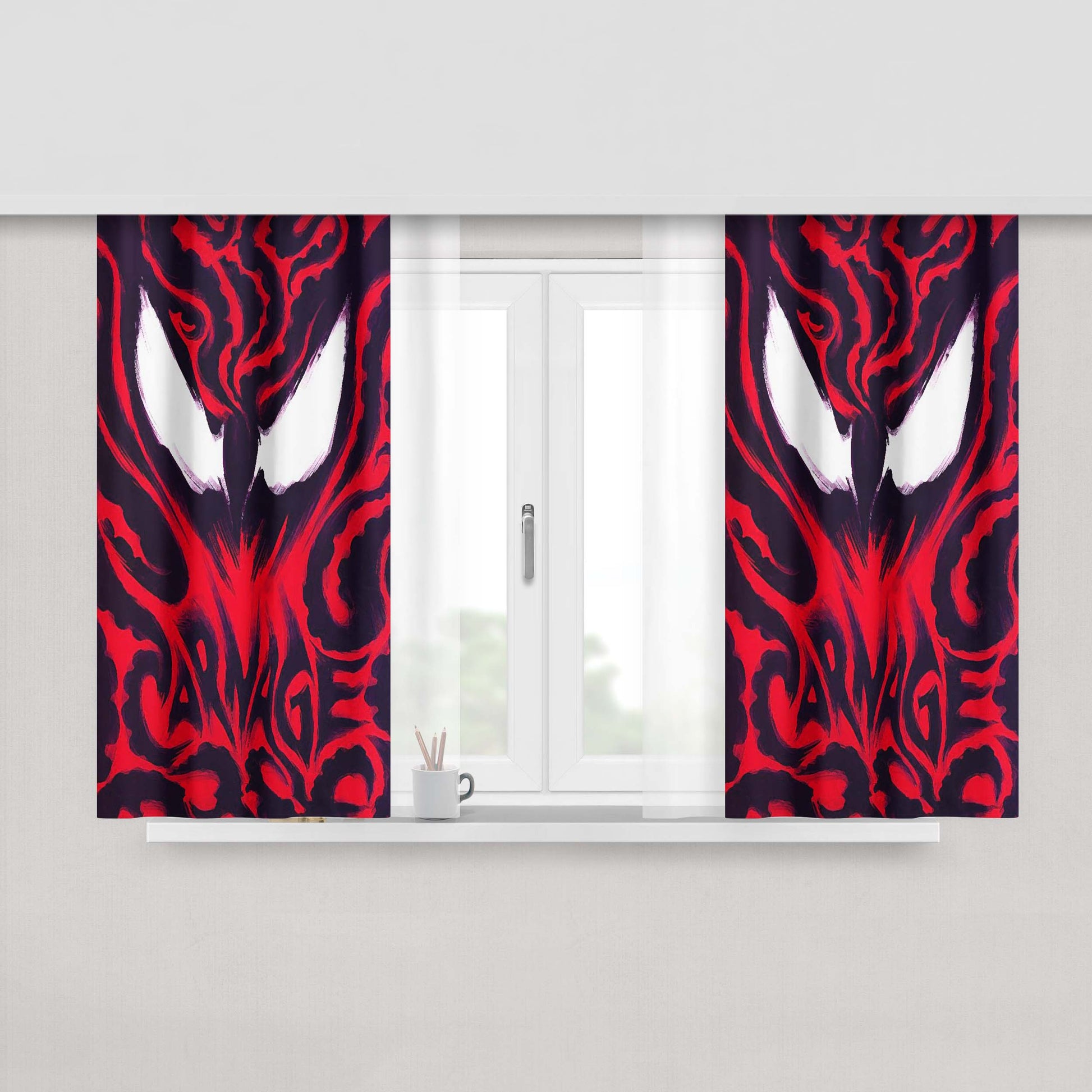 Carnage Red Smoke Peach Skin Window Curtains