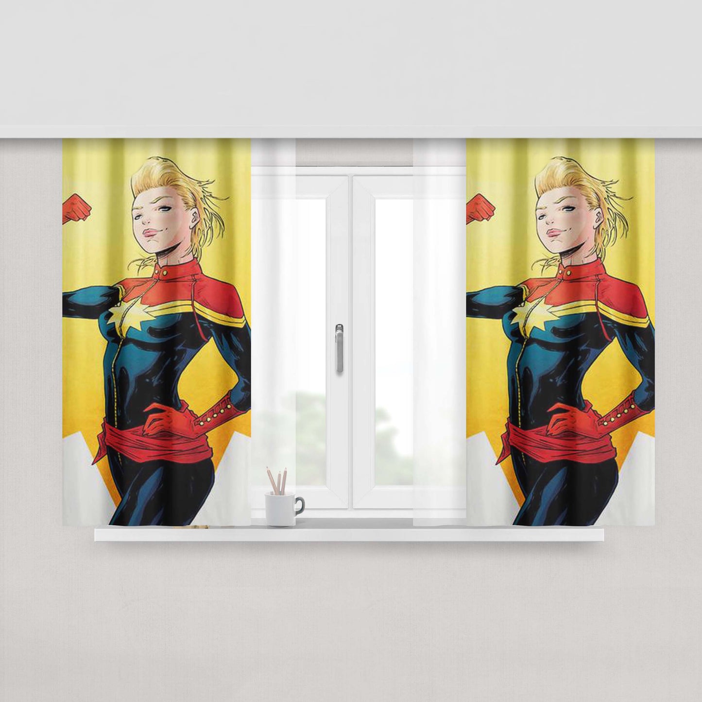 Carol Danvers Peach Skin Window Curtains