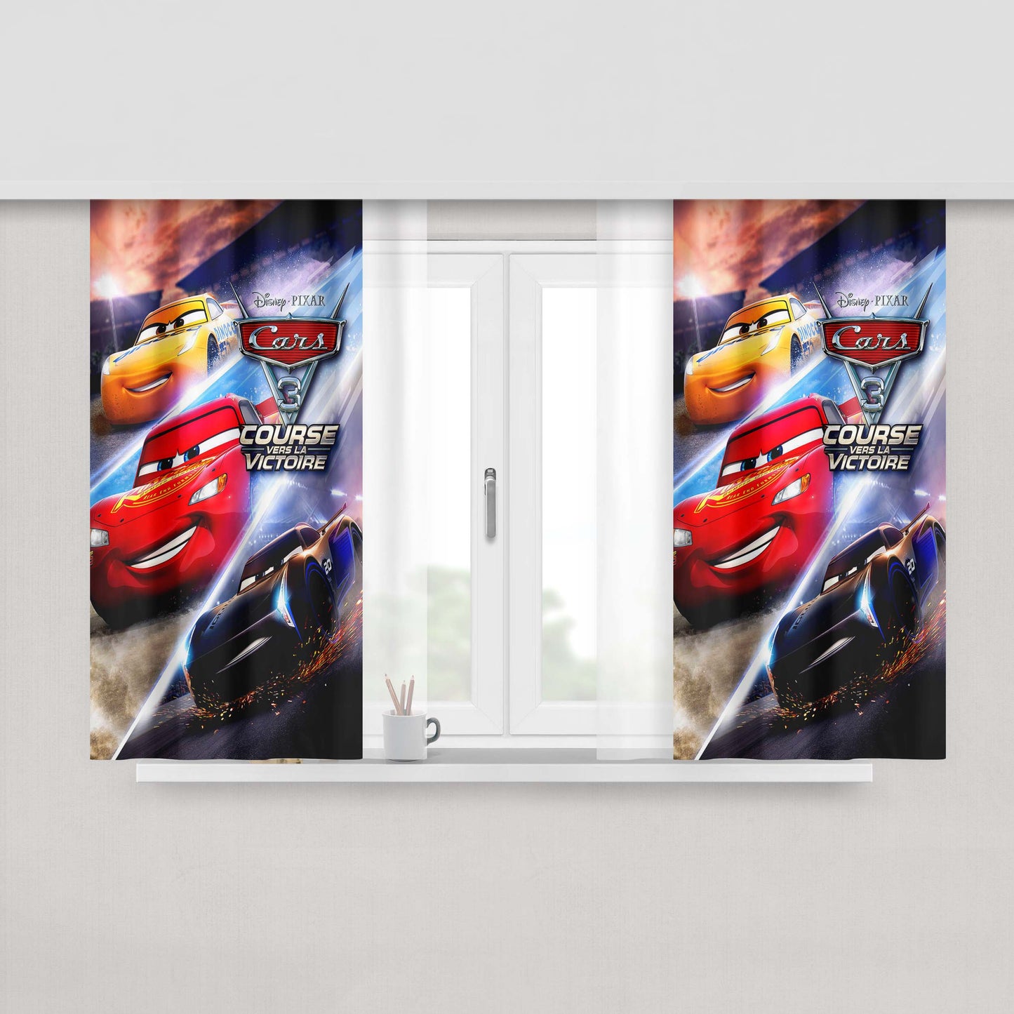 Cars 3 Course Ve5S La Victoire Peach Skin Window Curtains