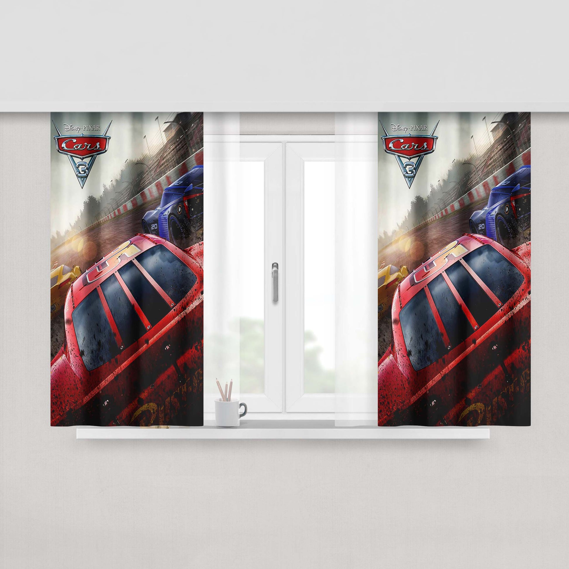 Cars 3 Course Victoire Peach Skin Window Curtains