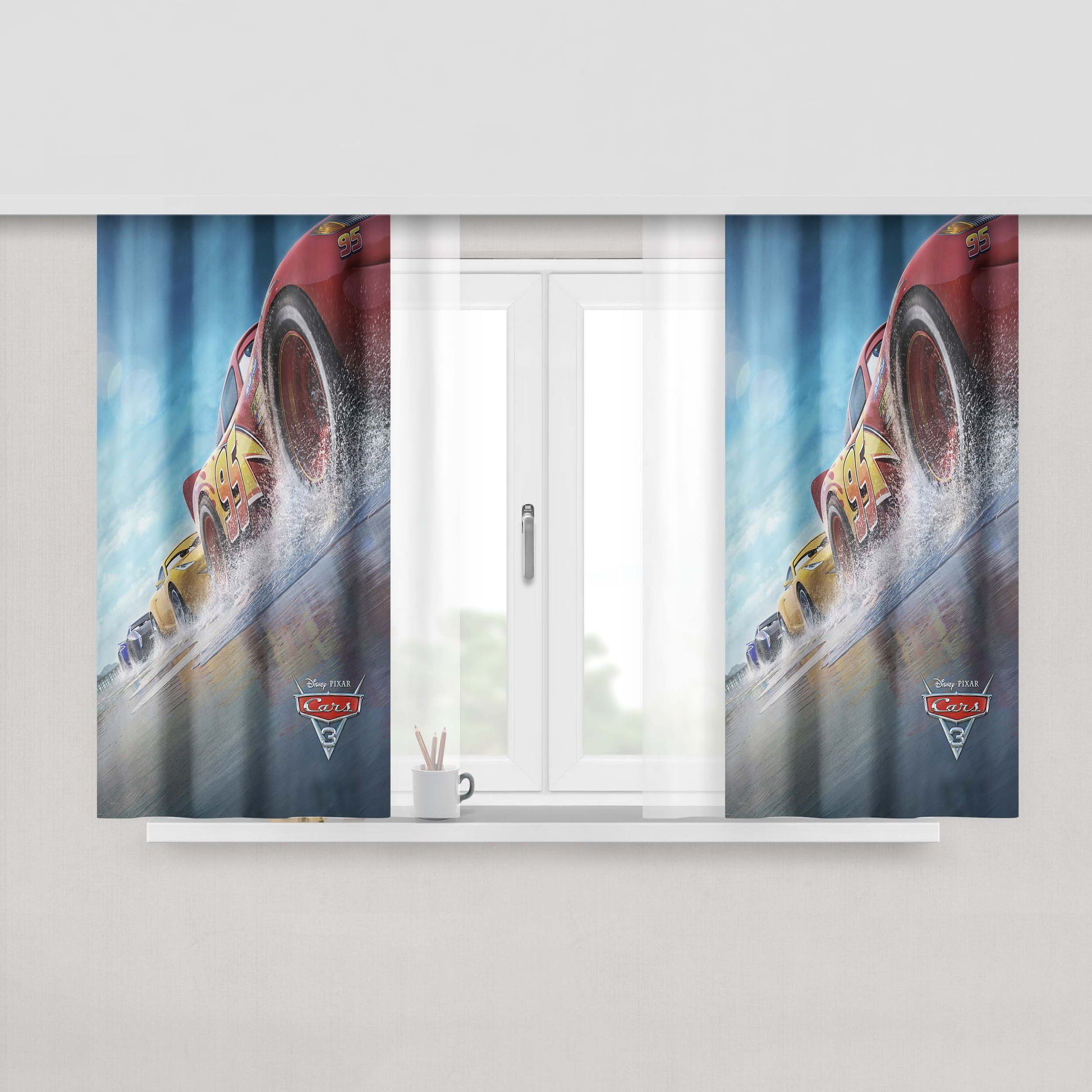Cars 3 Poster Peach Skin Window Curtains