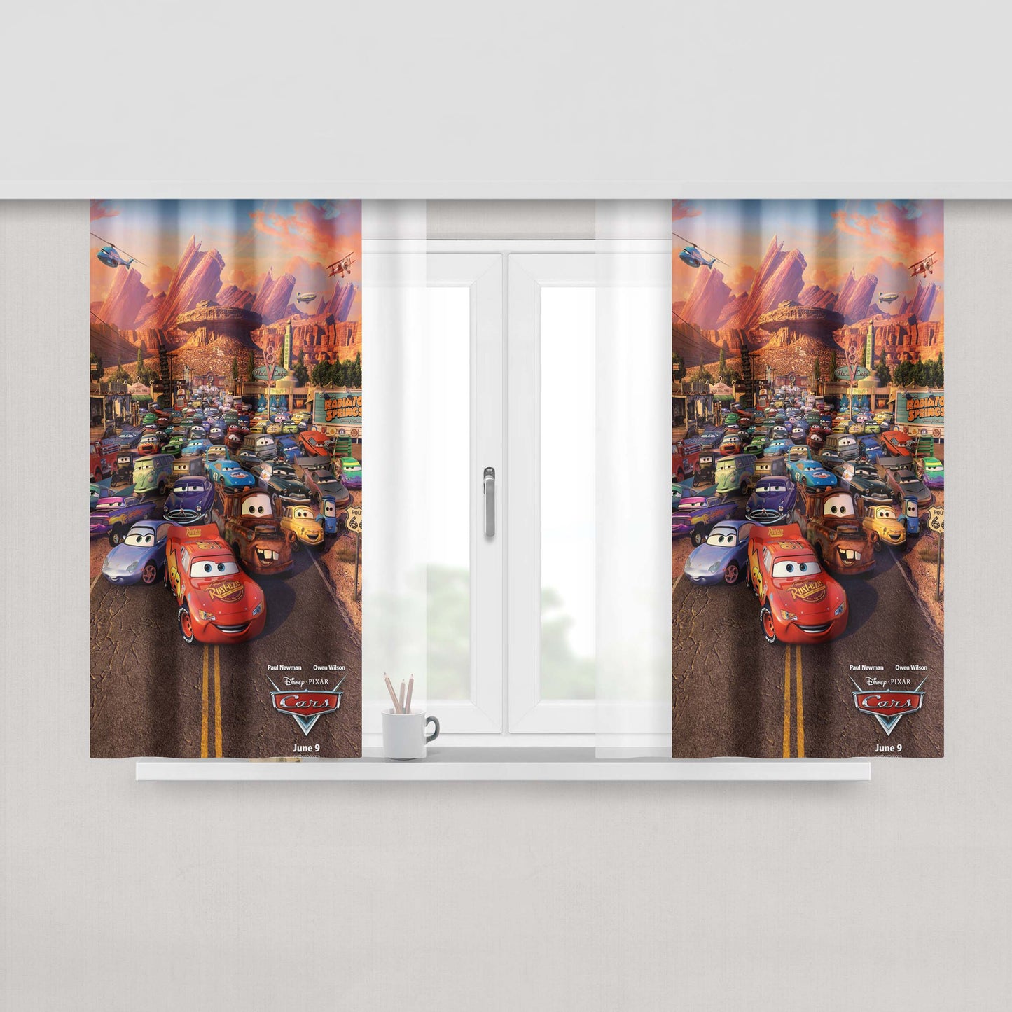 Cars All Caracter- Peach Skin Window Curtains