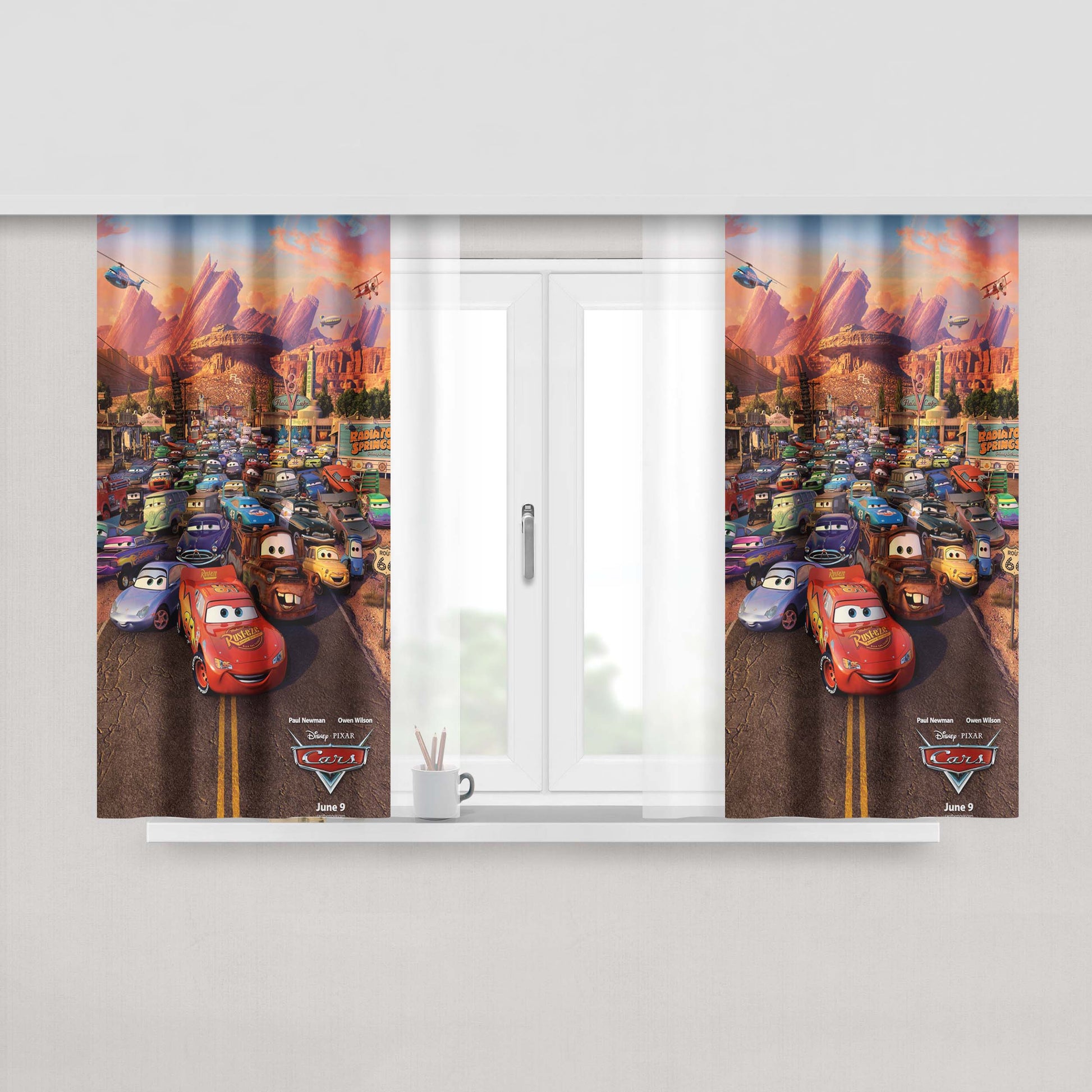 Cars All Caracter- Peach Skin Window Curtains