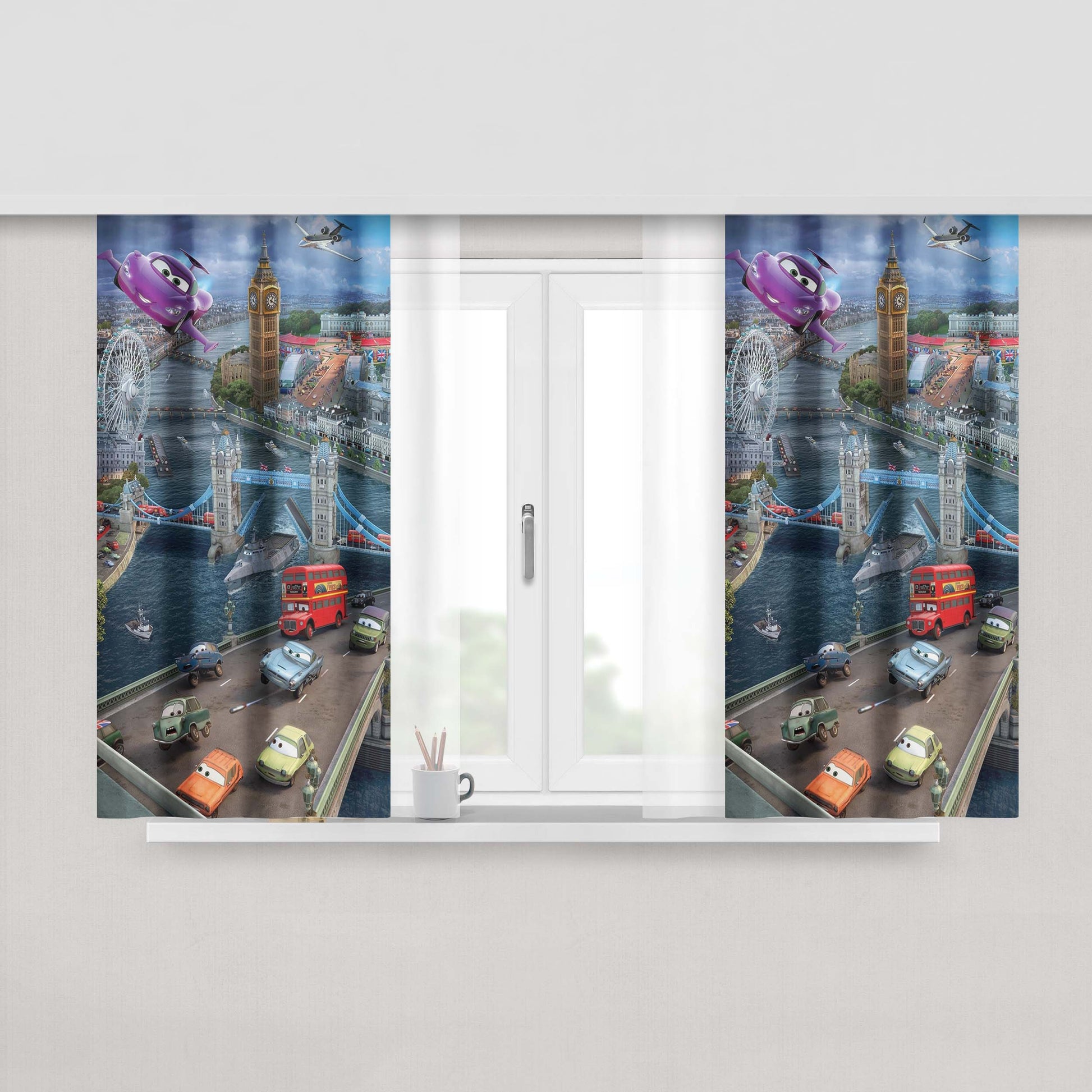 Cars Movie Peach Skin Window Curtains