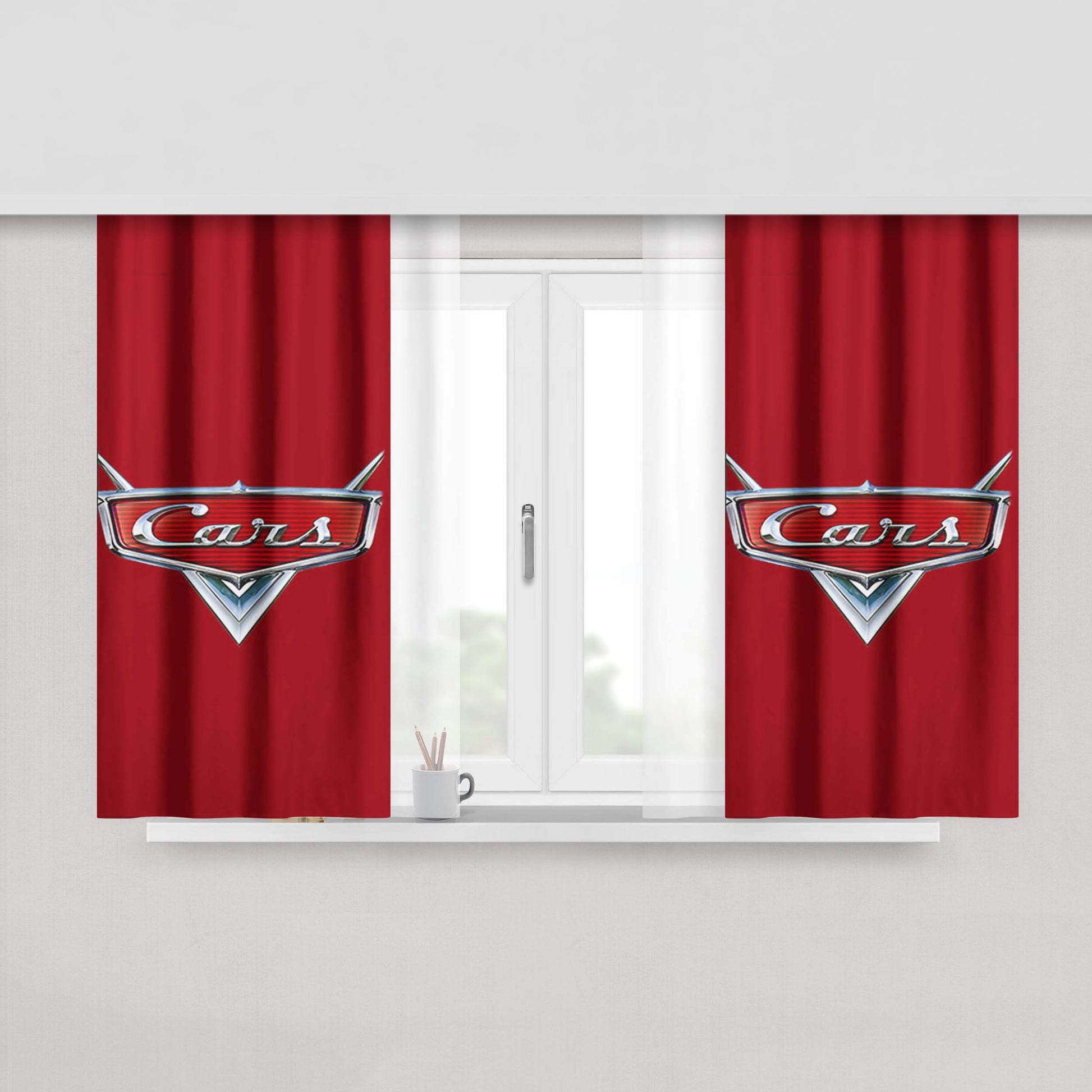 Cars Red Peach Skin Window Curtains