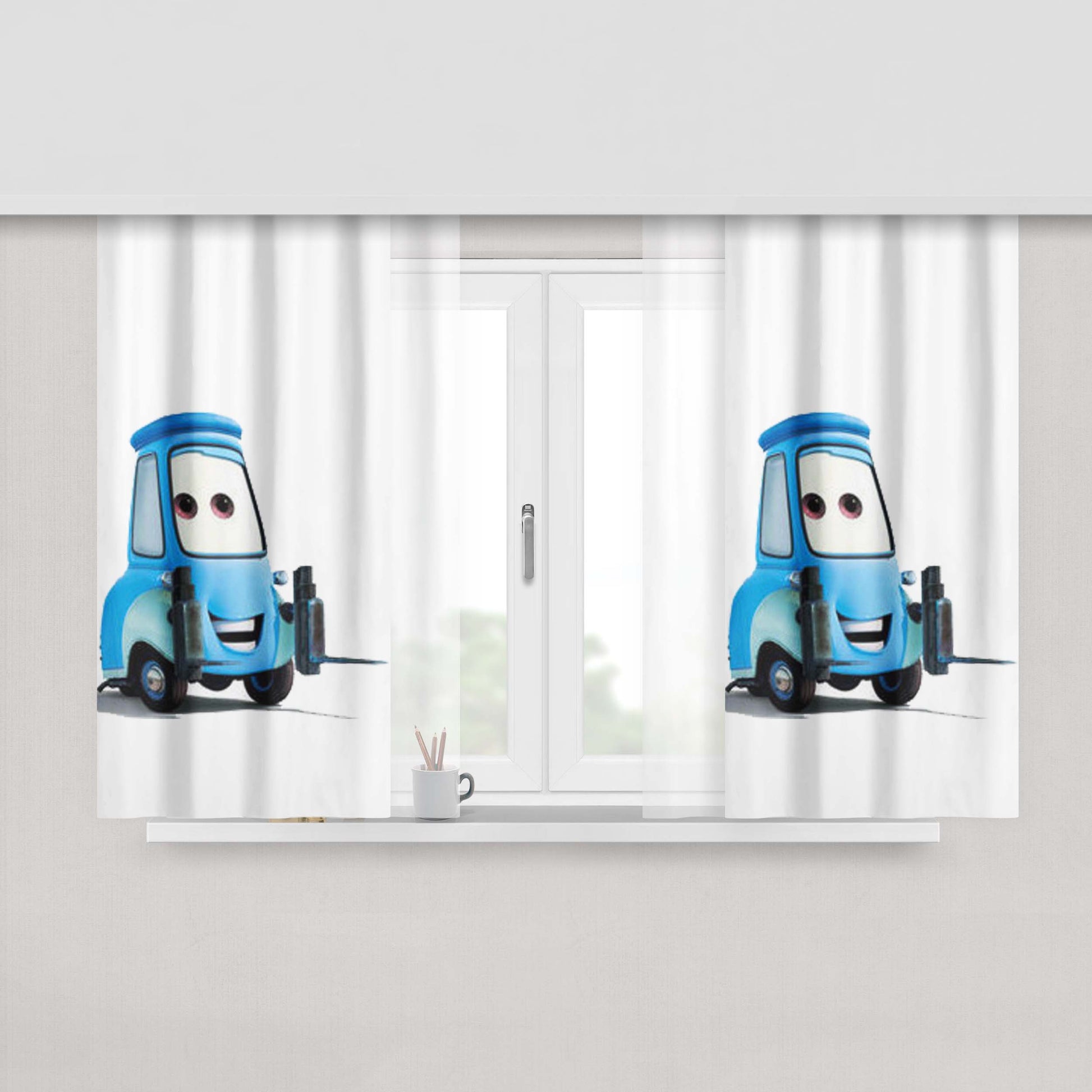 Cars Peach Skin Window Curtains