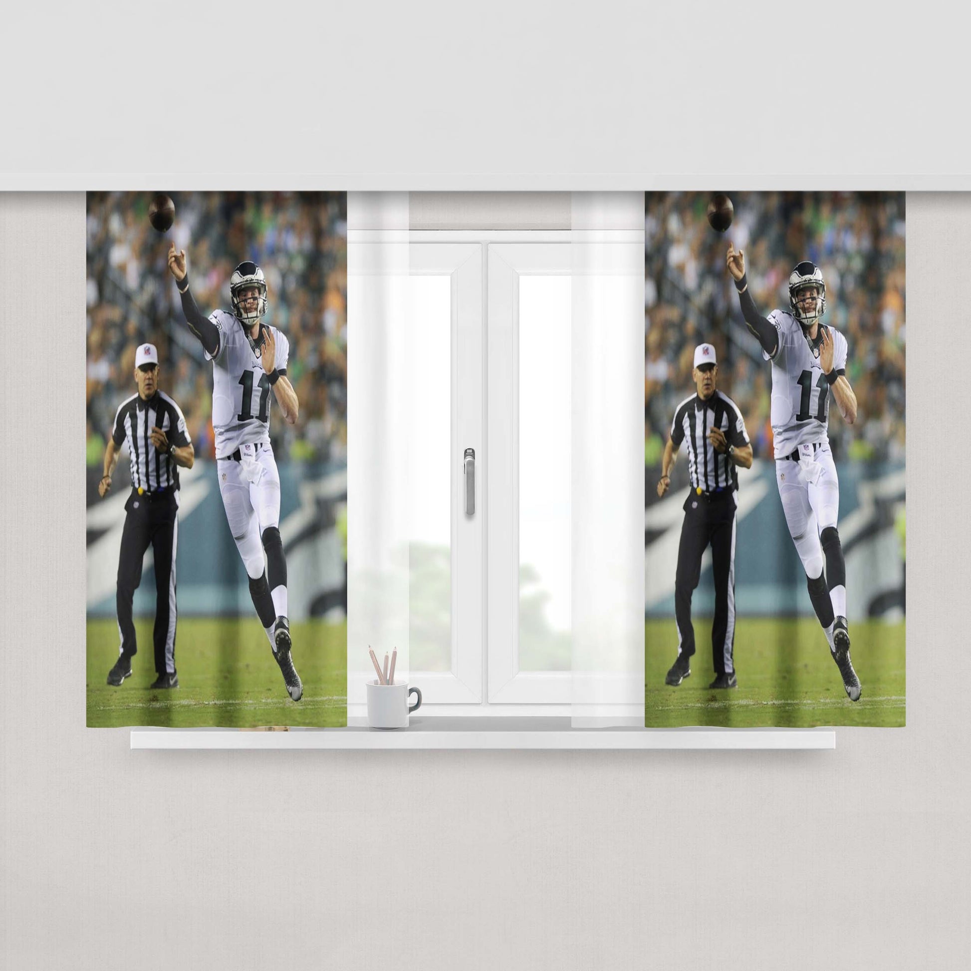 Carson Wentz Eagles Peach Skin Window Curtains