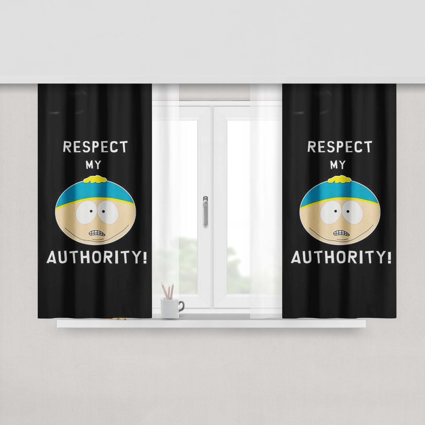 Cartman Respect My Authority Peach Skin Window Curtains