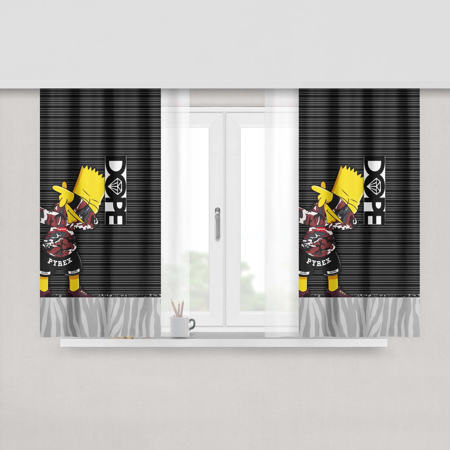 Cartoon And Dope The Simpsons 3 Peach Skin Window Curtains