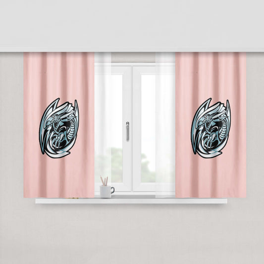 Cartoon Blue Eye White Dragon Yugioh Cartoon Peach Skin Window Curtains