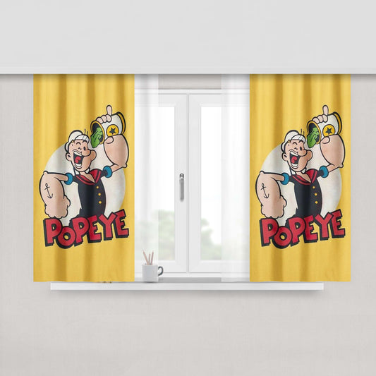 Cartoon Character Popeye Spinach Peach Skin Window Curtains