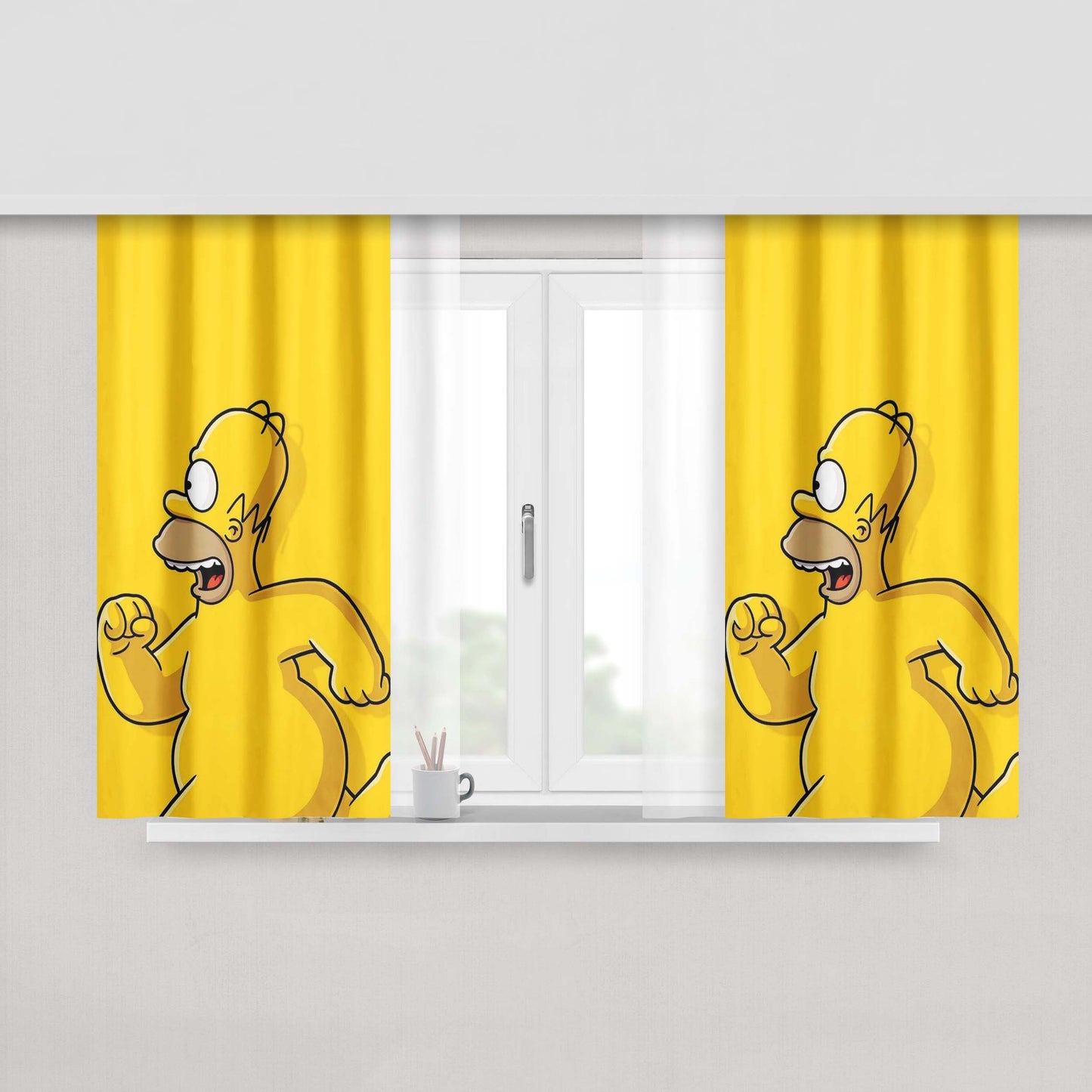 Cartoon Homer Peach Skin Window Curtains