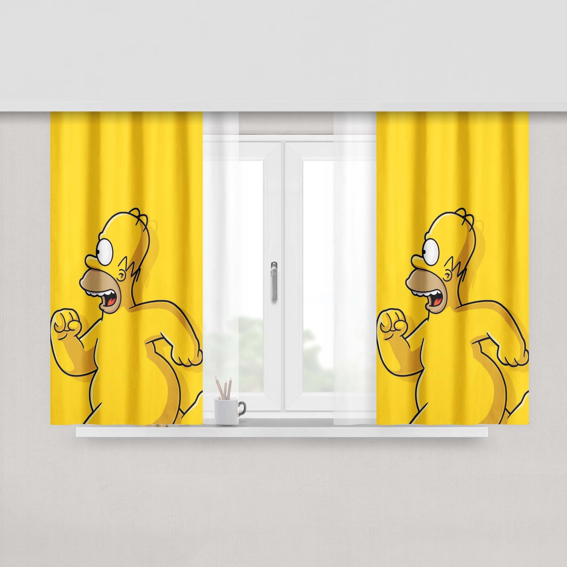 Cartoon Homer Peach Skin Window Curtains
