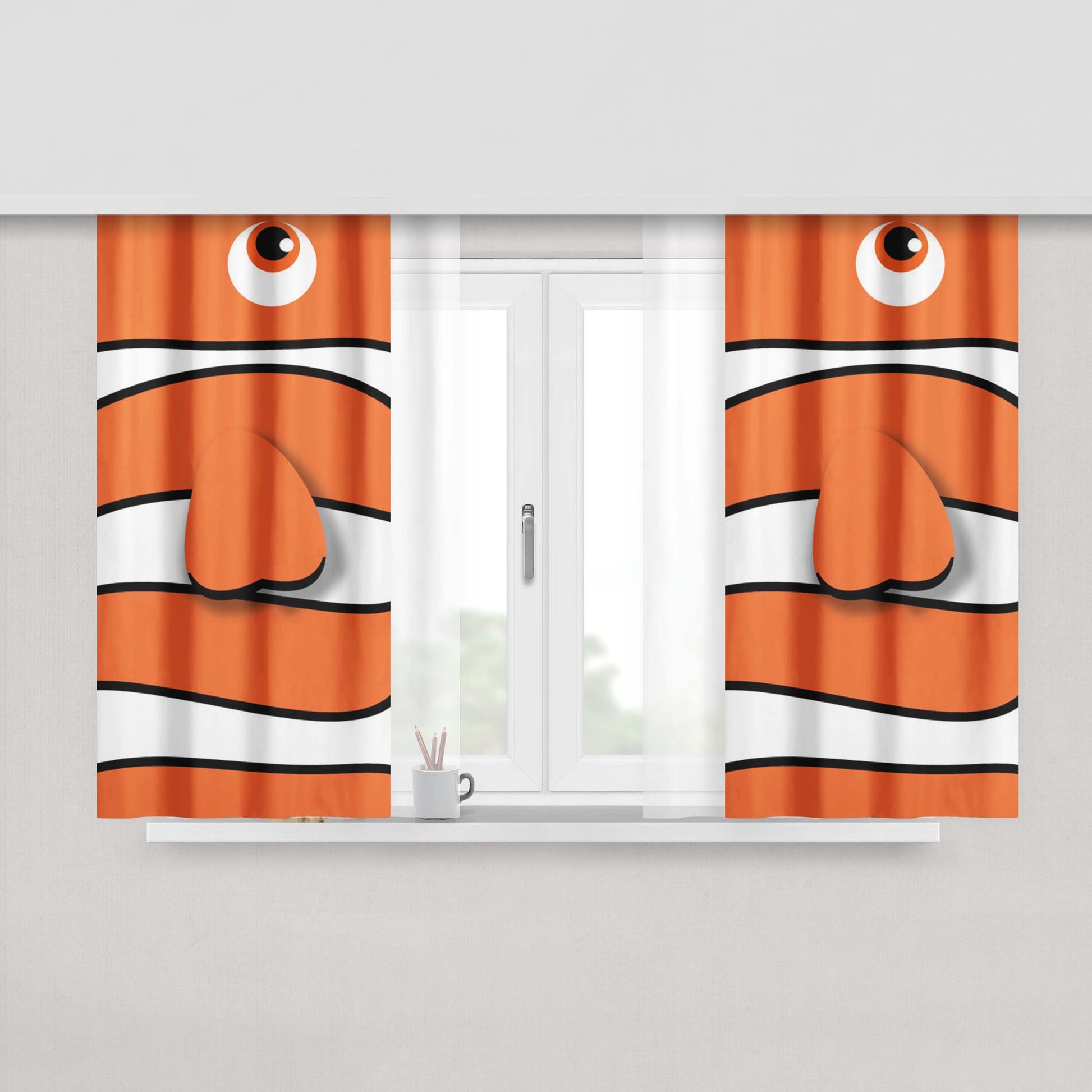 Cartoon Parody Nemo Peach Skin Window Curtains