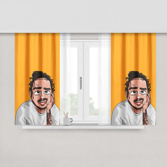 Cartoon Postmalone Peach Skin Window Curtains