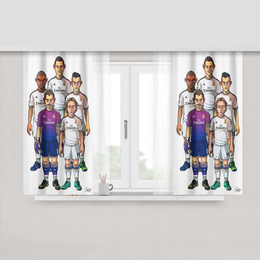 Cartoon Real Madrid Peach Skin Window Curtains